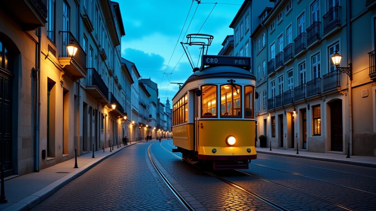 Lisbon street scene background